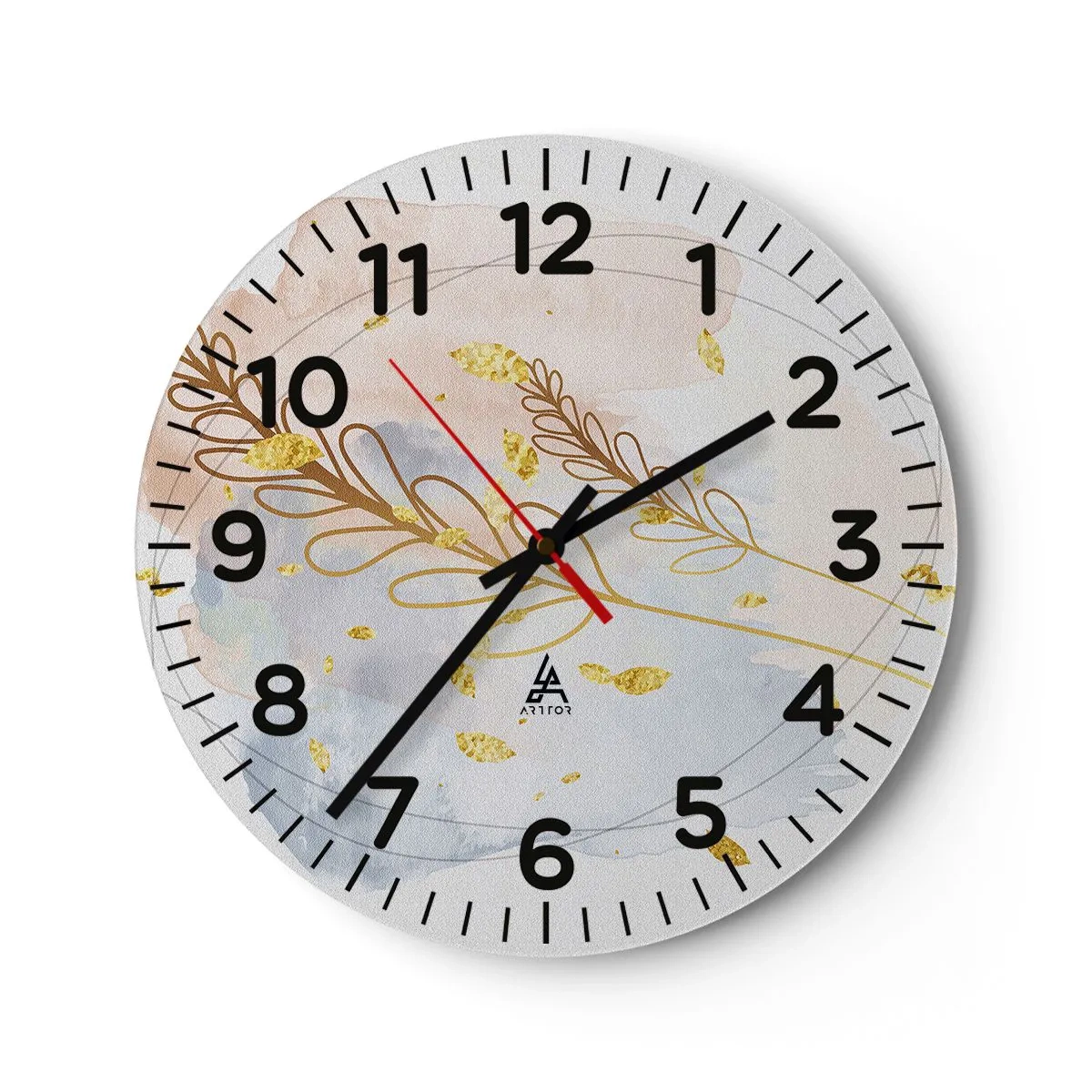 Wall clock - Clock on glass - Golden Blast - 30x30 cm