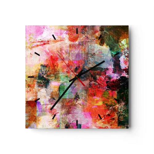 Wall clock - Clock on glass - Journey through Pink - 40x40 cm