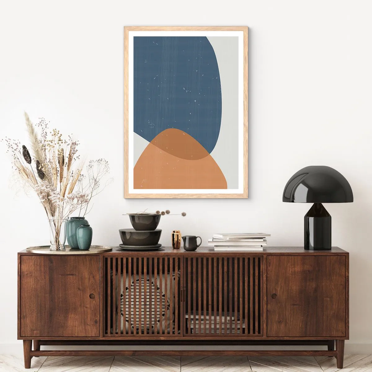 Poster in light oak frame - Ovals and Intersections - 30x40 cm