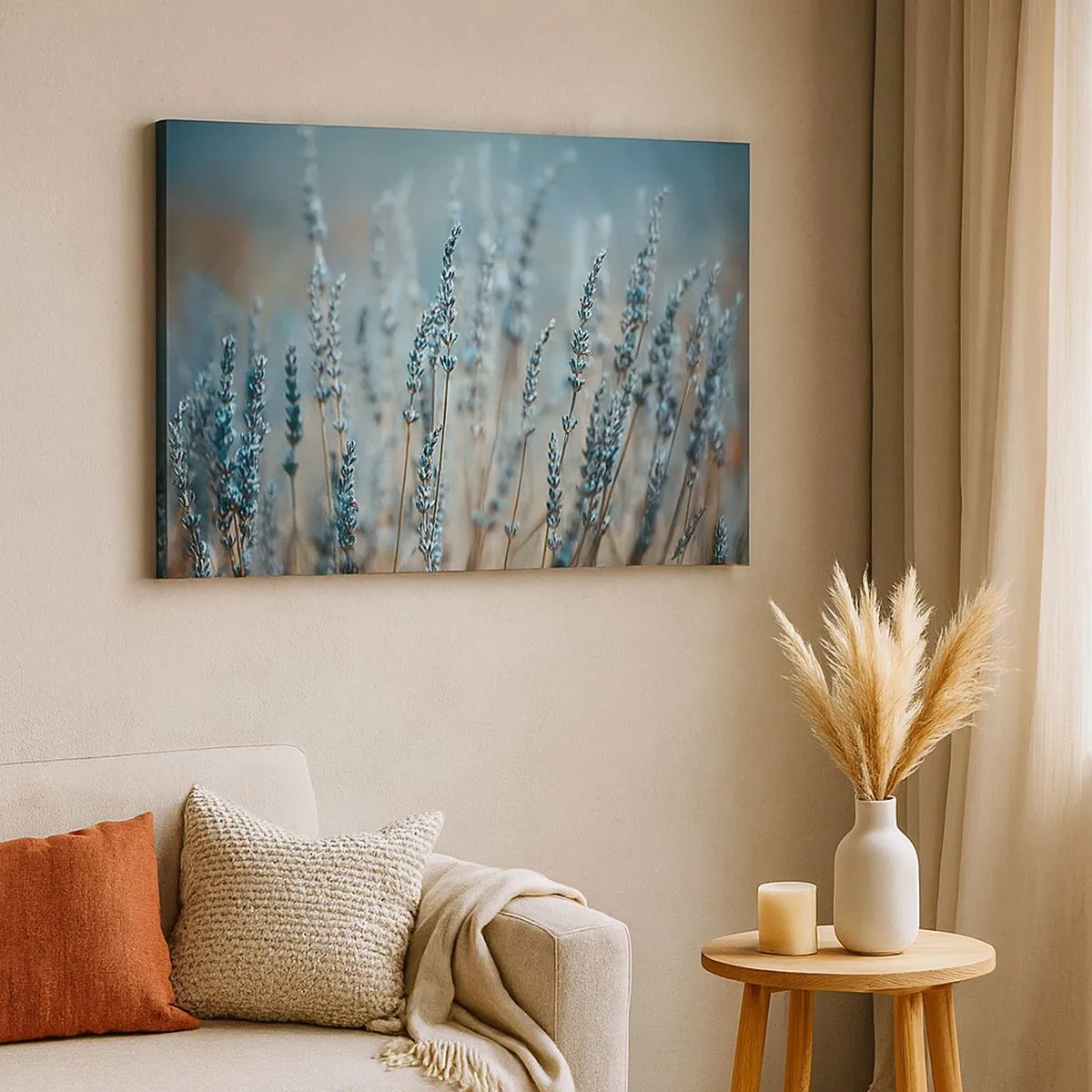 Canvas picture - Lavender in the field in subtle pastel tones - 70x50cm - Fragrant Grass - Modern wall decoration for the living room and bedroom ARTTOR