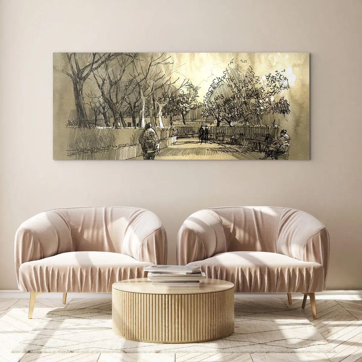 Glass picture - Moment Stopped with a Feather - 100x40 cm