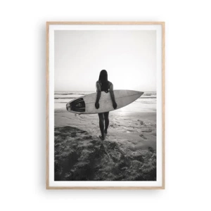 Poster in light oak frame - Daughter of Sea Wave - 70x100 cm