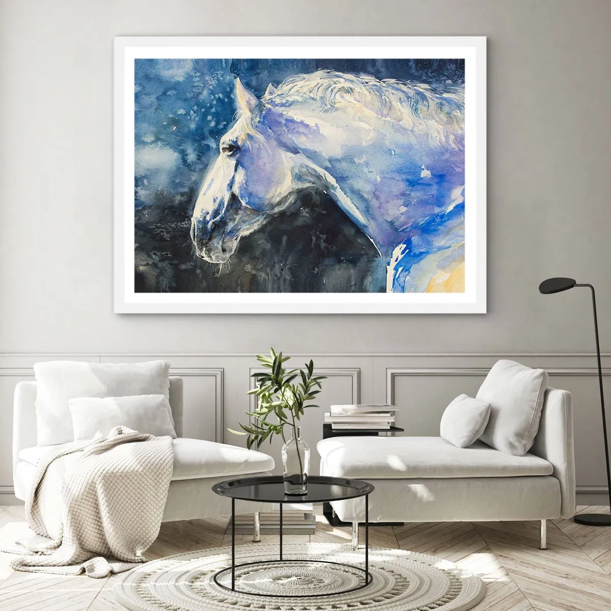 Poster in white frmae - Portrait in Blue Light - 70x50 cm
