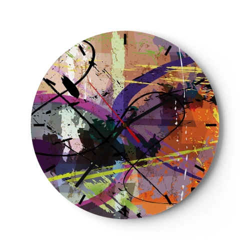 Wall clock - Clock on glass - Straight Ahead or Around - 40x40 cm