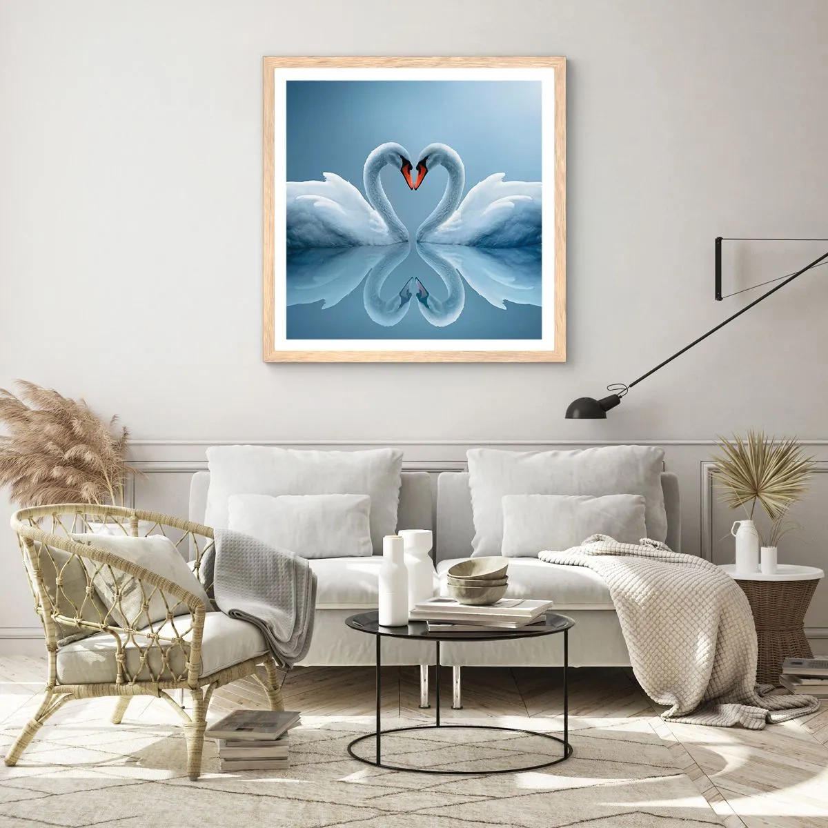 Poster in light oak frame - Time for Love - 40x40 cm