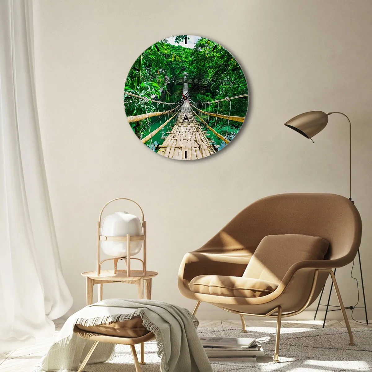 Wall clock - Clock on glass - Small Bridge over the Green - 40x40 cm