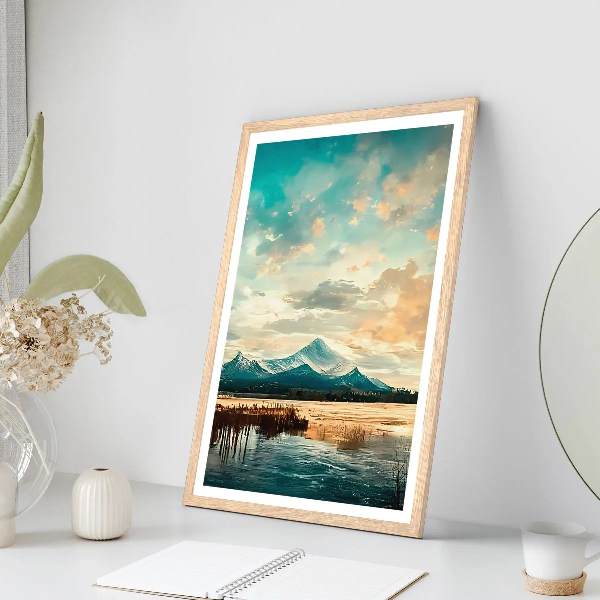 Poster in light oak frame - Under Heaven's Protection - 30x40 cm