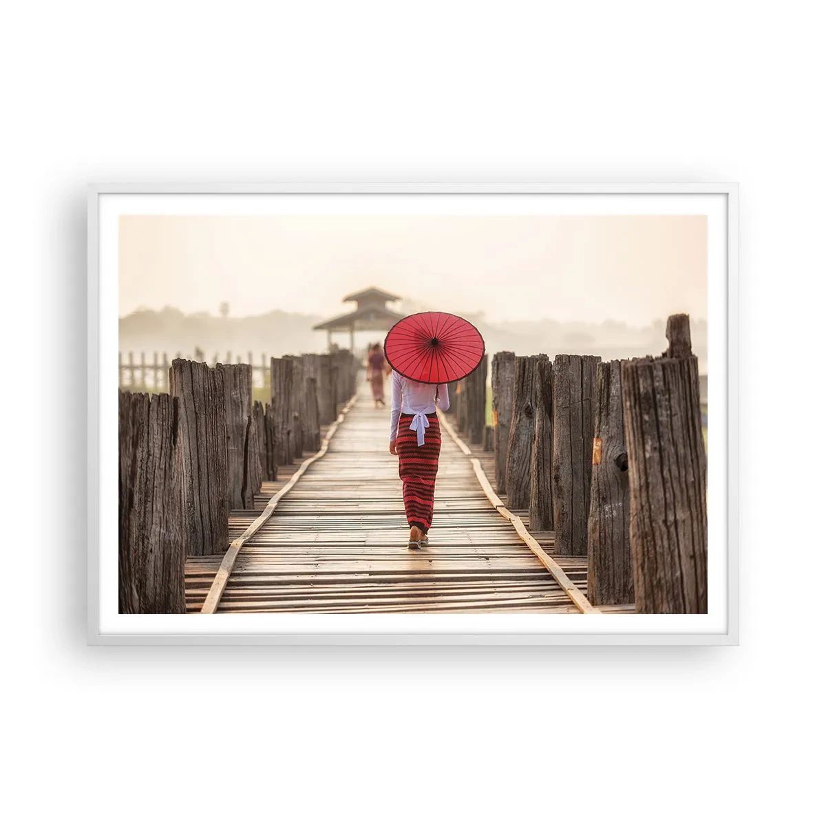 Poster in white frmae - On an Old Bridge - 100x70 cm
