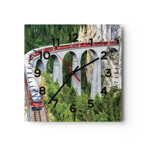 Wall clock - Clock on glass - Time for Mountin Views - 30x30 cm