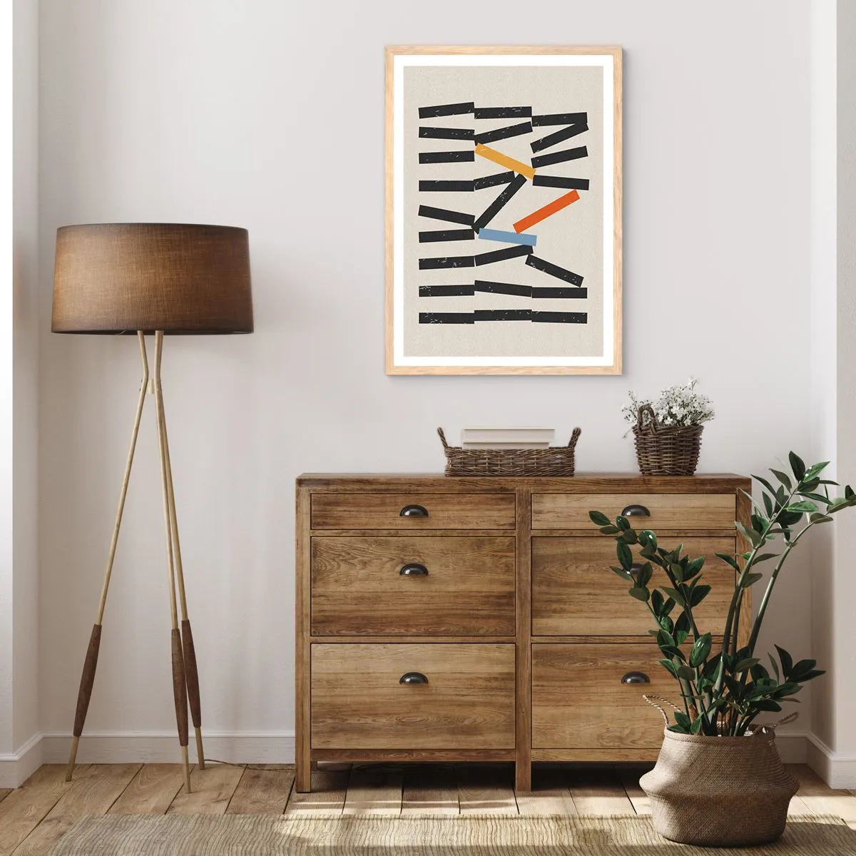 Poster in light oak frame - Domino - Composition - 70x100 cm