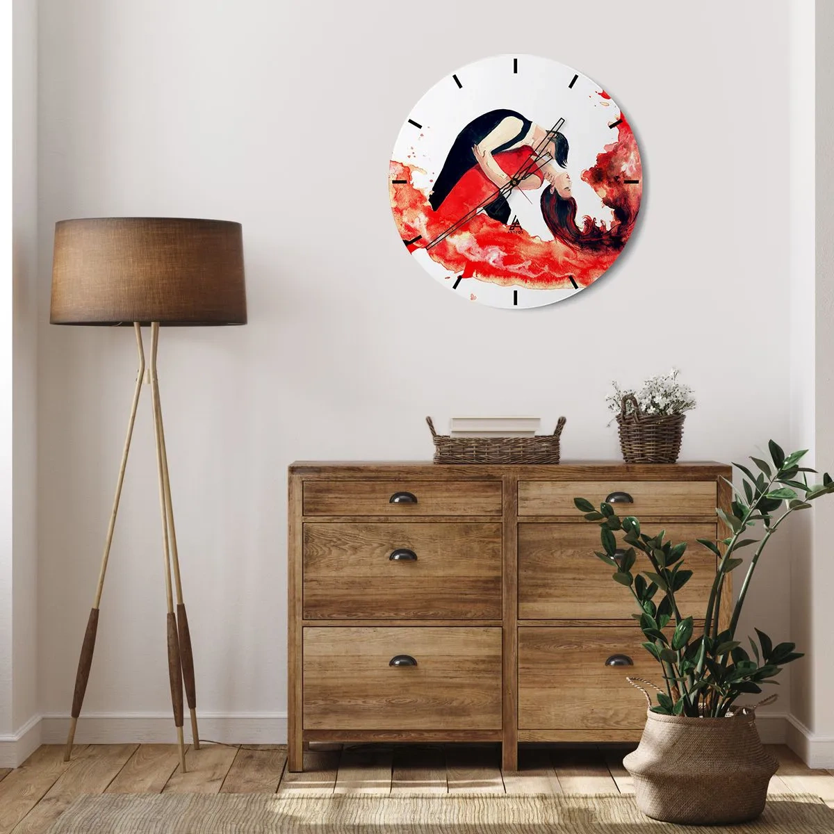 Wall clock - Clock on glass - Tango - Sensual Wave - 30x30 cm