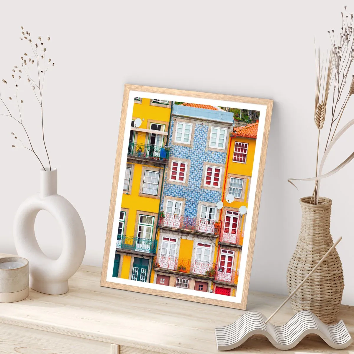 Poster in light oak frame - Colours of Old Town - 70x100 cm