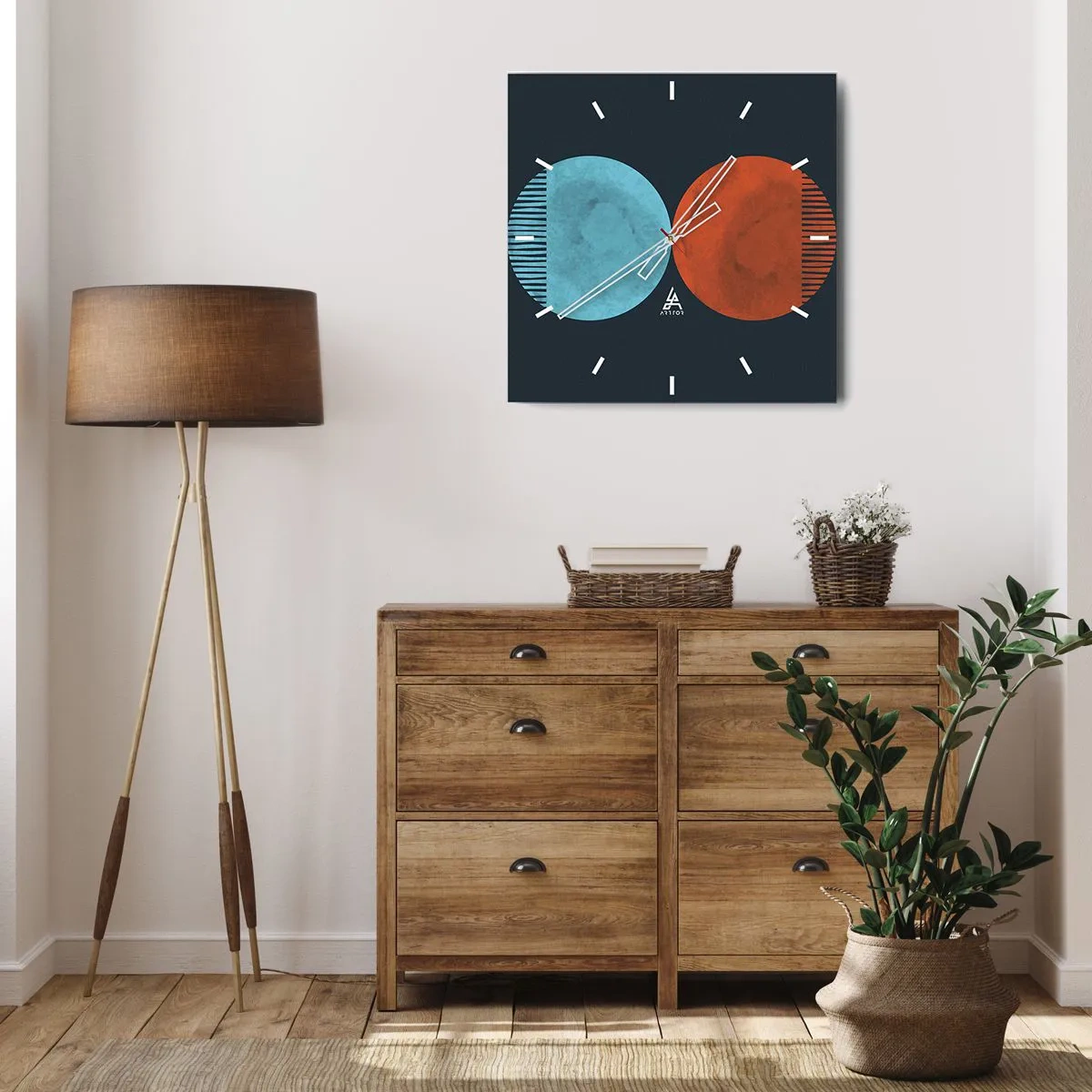 Wall clock - Clock on glass - Only Geometry? - 30x30 cm