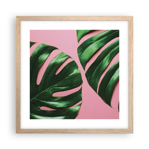 Poster in light oak frame - Green Rendezvous - 40x40 cm