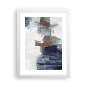 Poster in white frmae - Blue and Brown Shapes - 30x40 cm