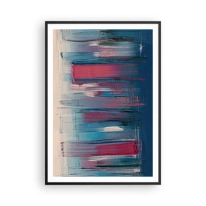 Poster in black frame - Vertical Composition In Blue And Red - 70x100 cm