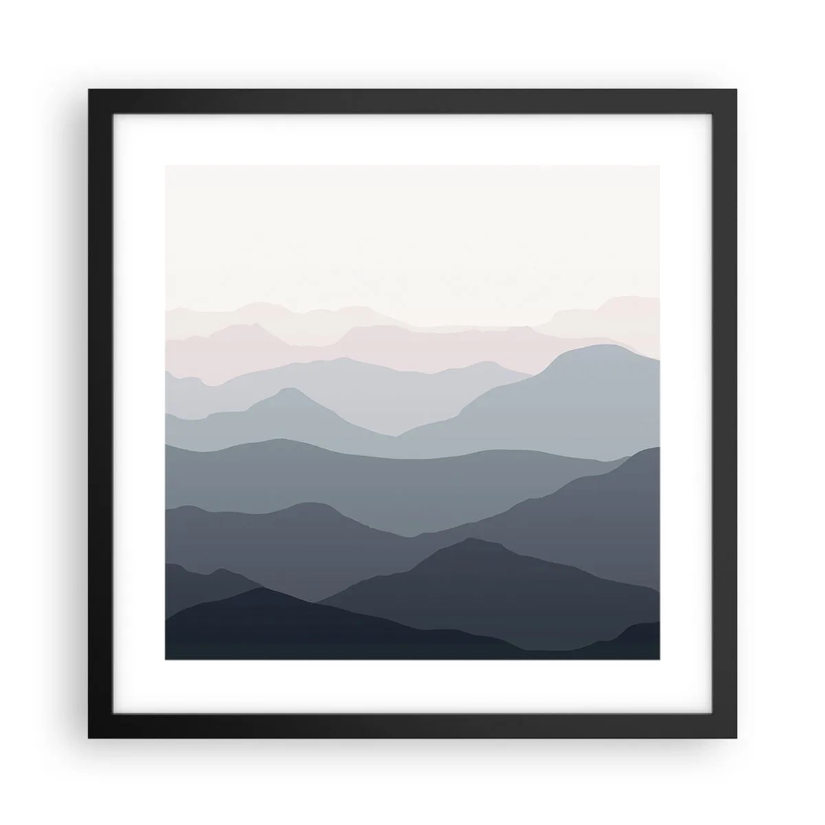 Poster in black frame - Mountain Waves - 40x40 cm