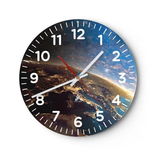 Wall clock - Clock on glass - Let's Look at Each Other from a Distance - 40x40 cm