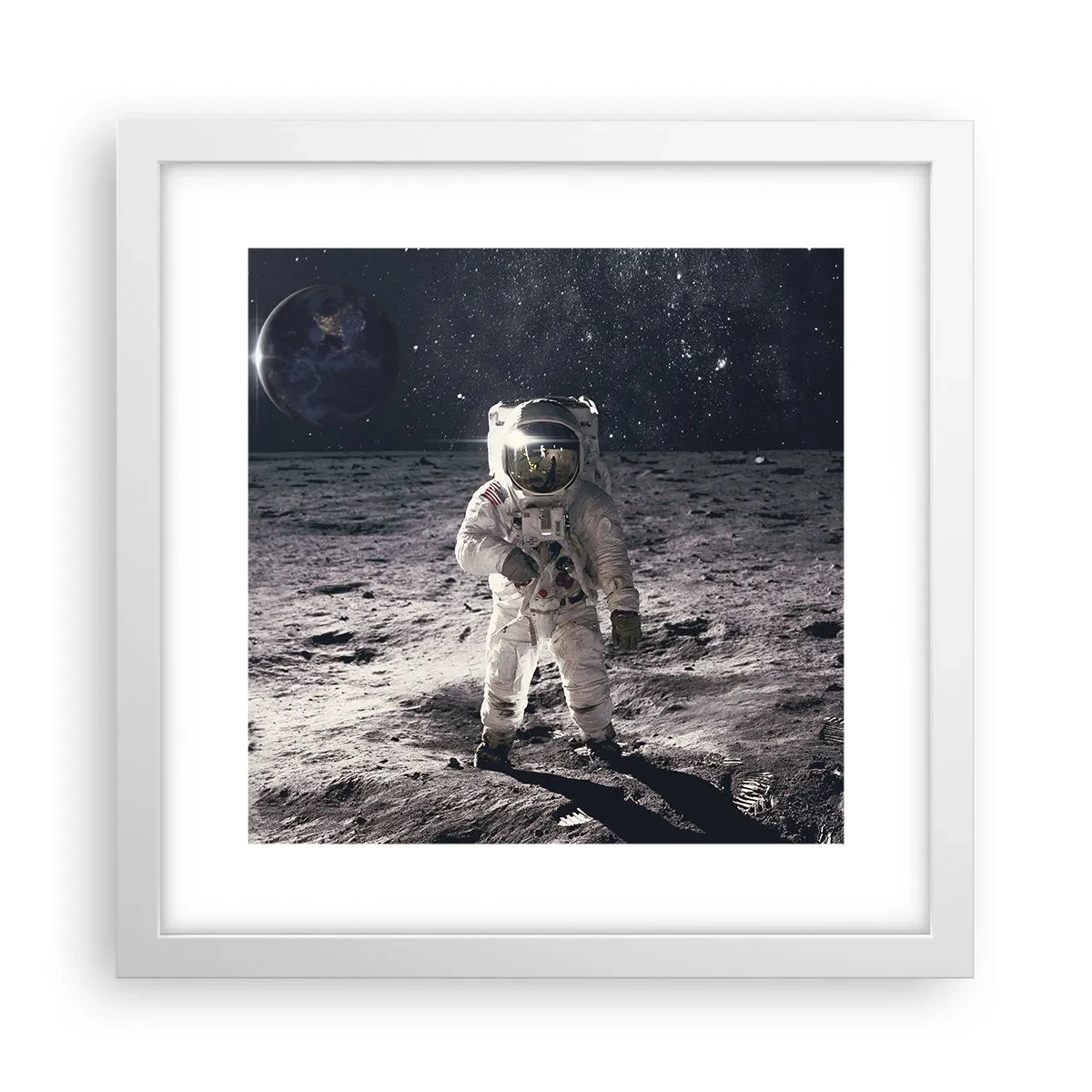 Poster in white frmae - Greetings from the Moon - 30x30 cm