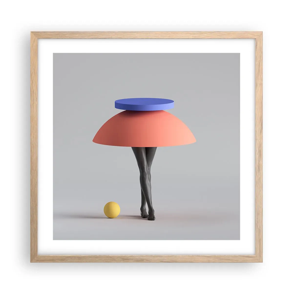 Poster in light oak frame - Surrealistic Composition - 50x50 cm
