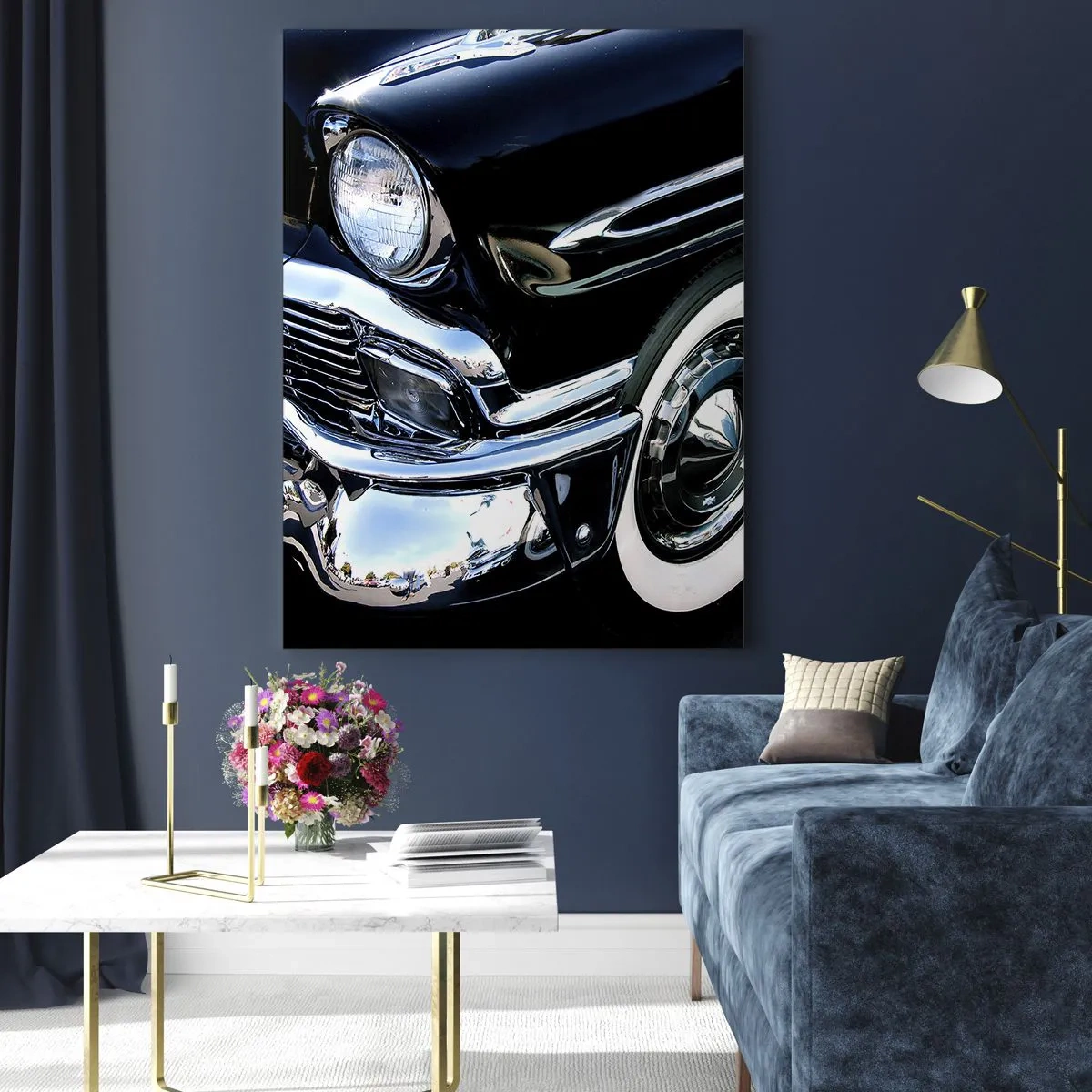 Glass picture - Classics in Silver, Black and White - 80x120 cm