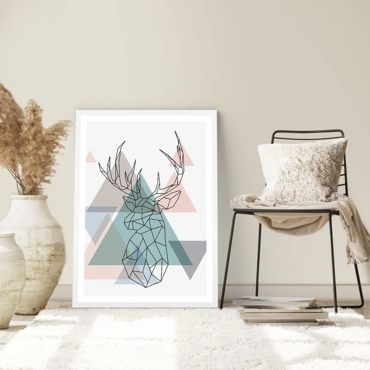 Poster in white frmae - In a Geometrical Forest - 61x91 cm