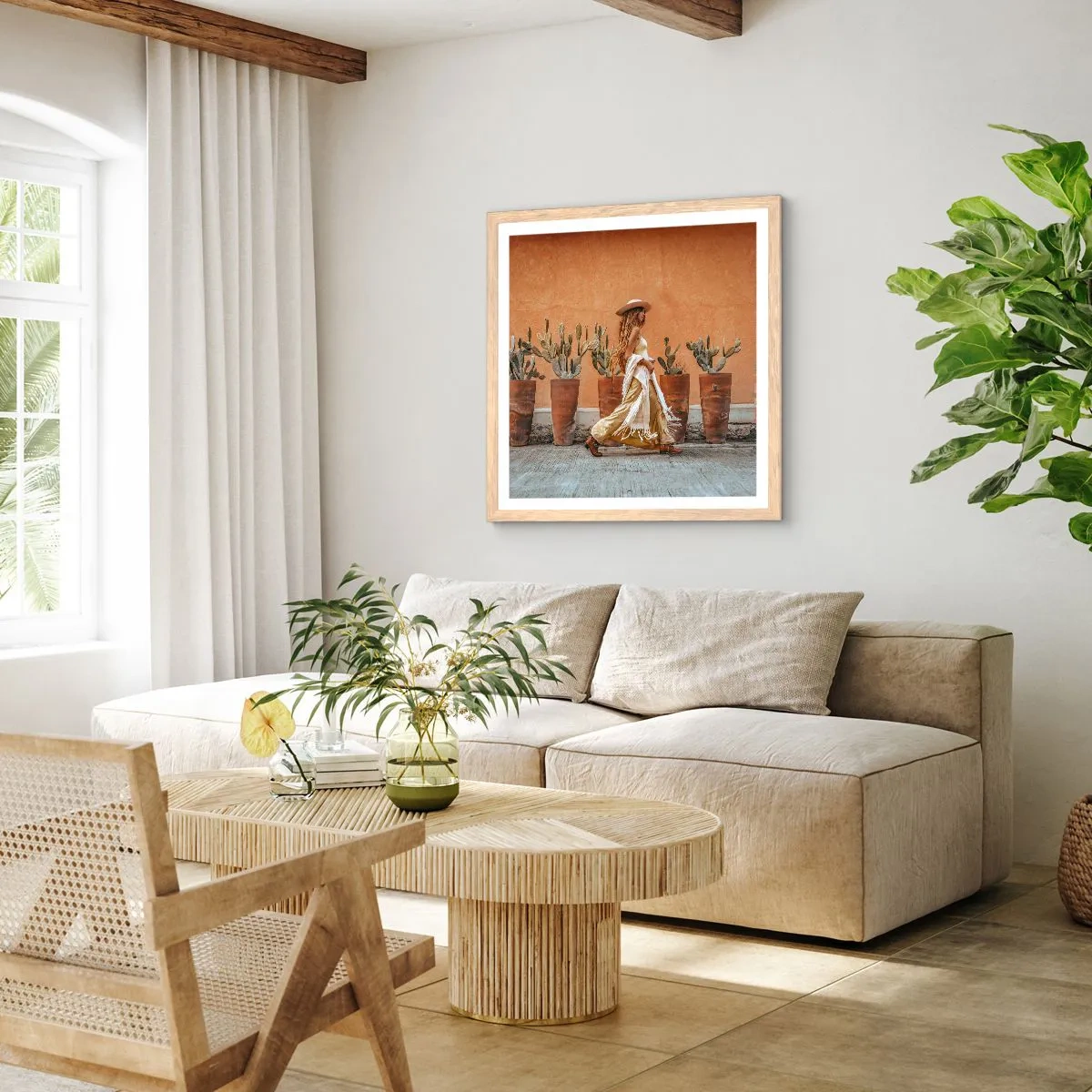 Poster in light oak frame - Hippie Style - 40x40 cm
