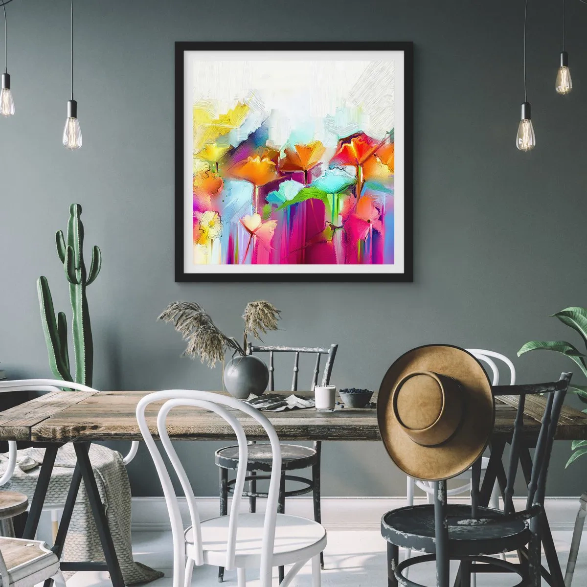 Poster in black frame - Rainbow Has Bloomed - 60x60 cm