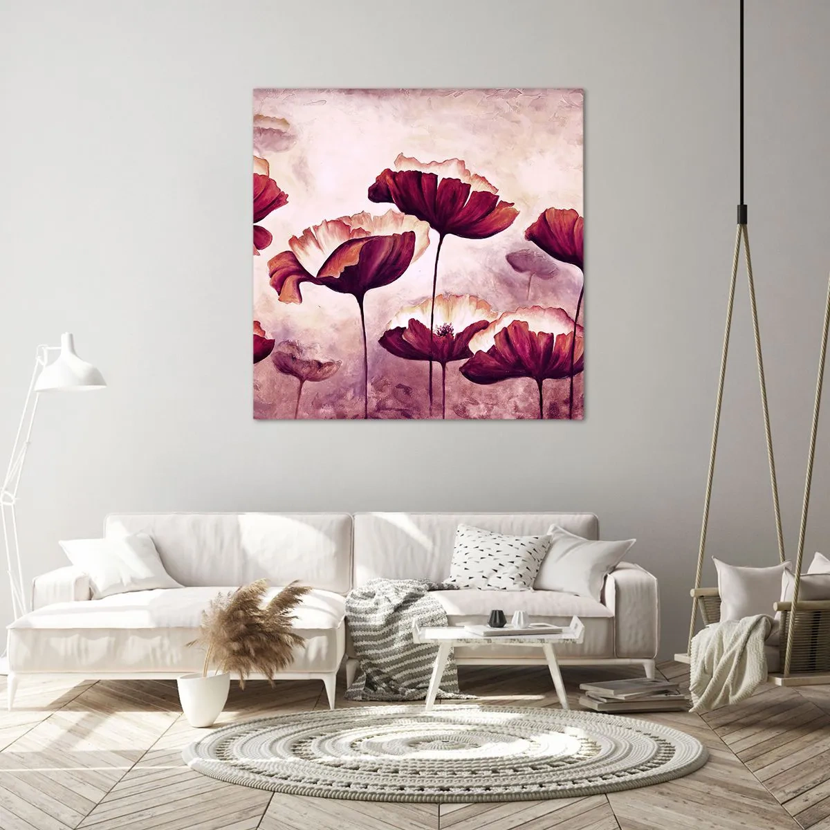 Canvas picture - Red and White Flake - 70x70 cm