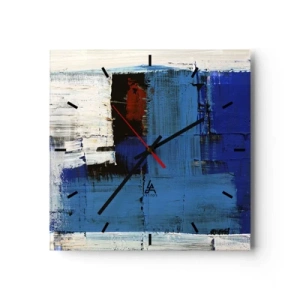 Wall clock - Clock on glass - The Secret of Blue - 40x40 cm