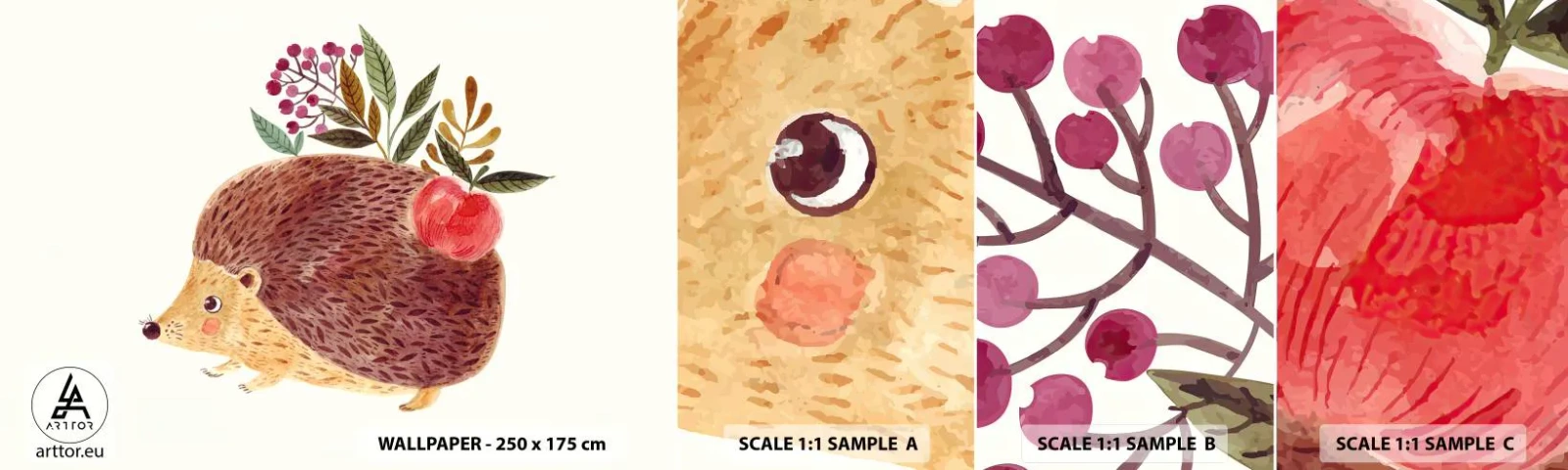 Photo Wallpaper Sample Standard Eco - And Now You Like Me! - Hedgehog, For children, Children's room - 100x30 cm