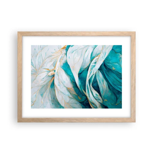 Poster in light oak frame - Blue Abstract with a Golden Motif - 40x30 cm