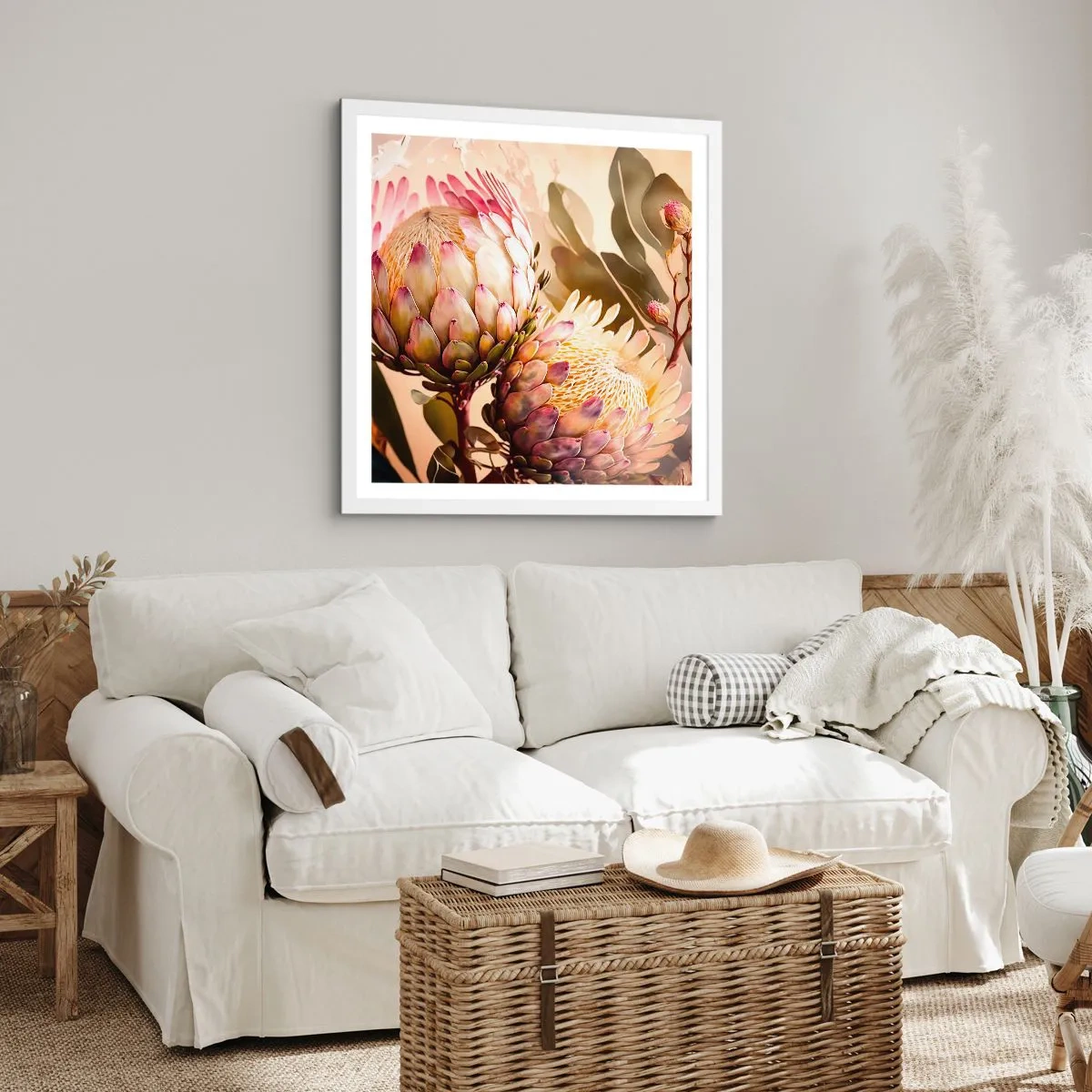 Poster in white frmae - Tender Caress - 50x50 cm