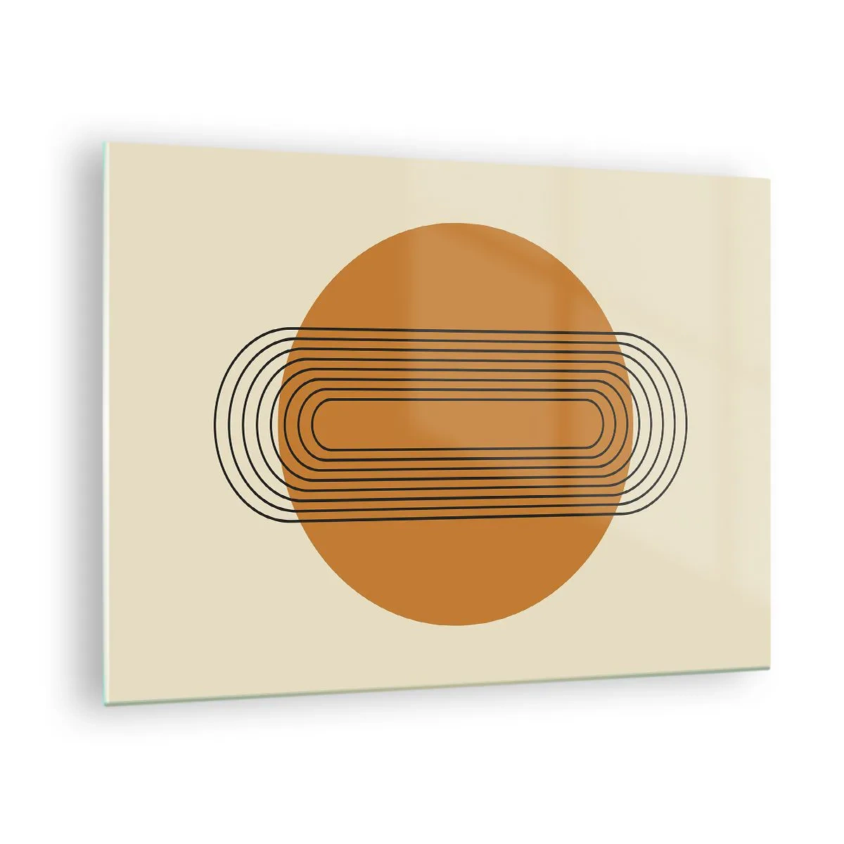 Glass picture - Geometric abstraction with circles and lines - 70x50cm - Perfect Plan - Modern wall decoration for the living room and bedroom ARTTOR