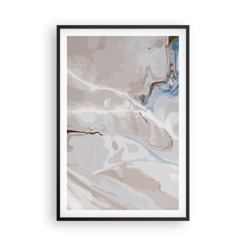Poster in black frame - Blue Meanders under White - 61x91 cm