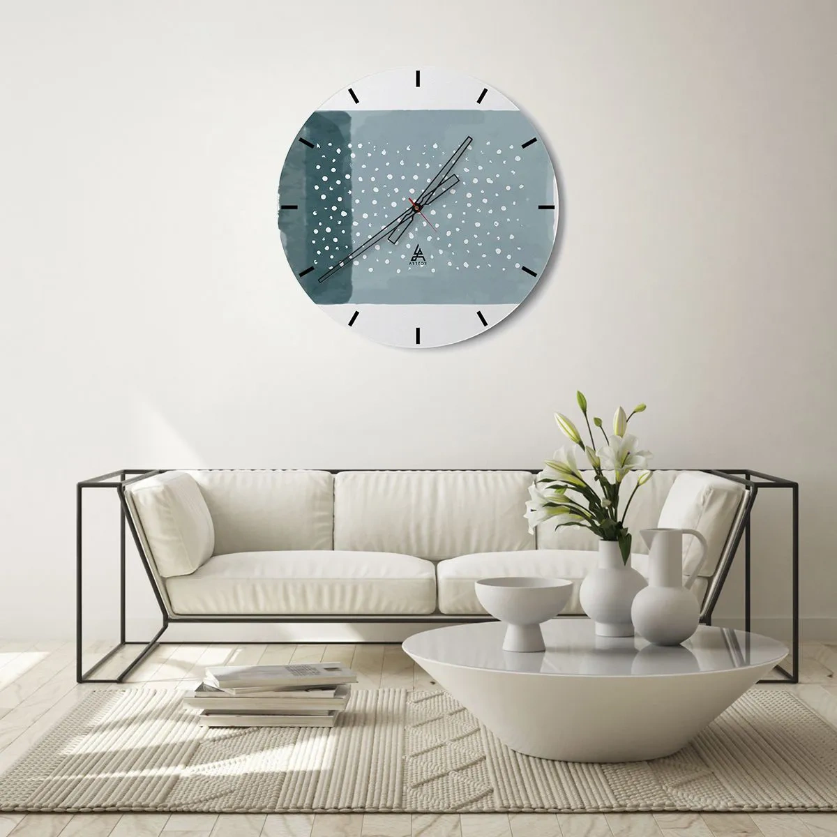 Wall clock - Clock on glass - Grown on the Blue - 30x30 cm