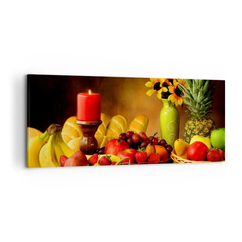 Canvas picture - Still Nature with Bread and Fruit - 120x50 cm