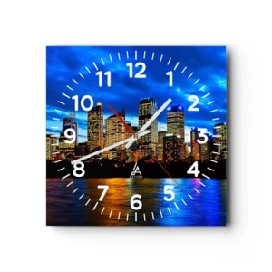 Wall clock - Clock on glass - Night of Lights and Colours - 30x30 cm