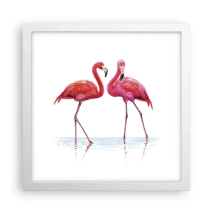 Poster in white frmae - Pink Rendezvous - 30x30 cm