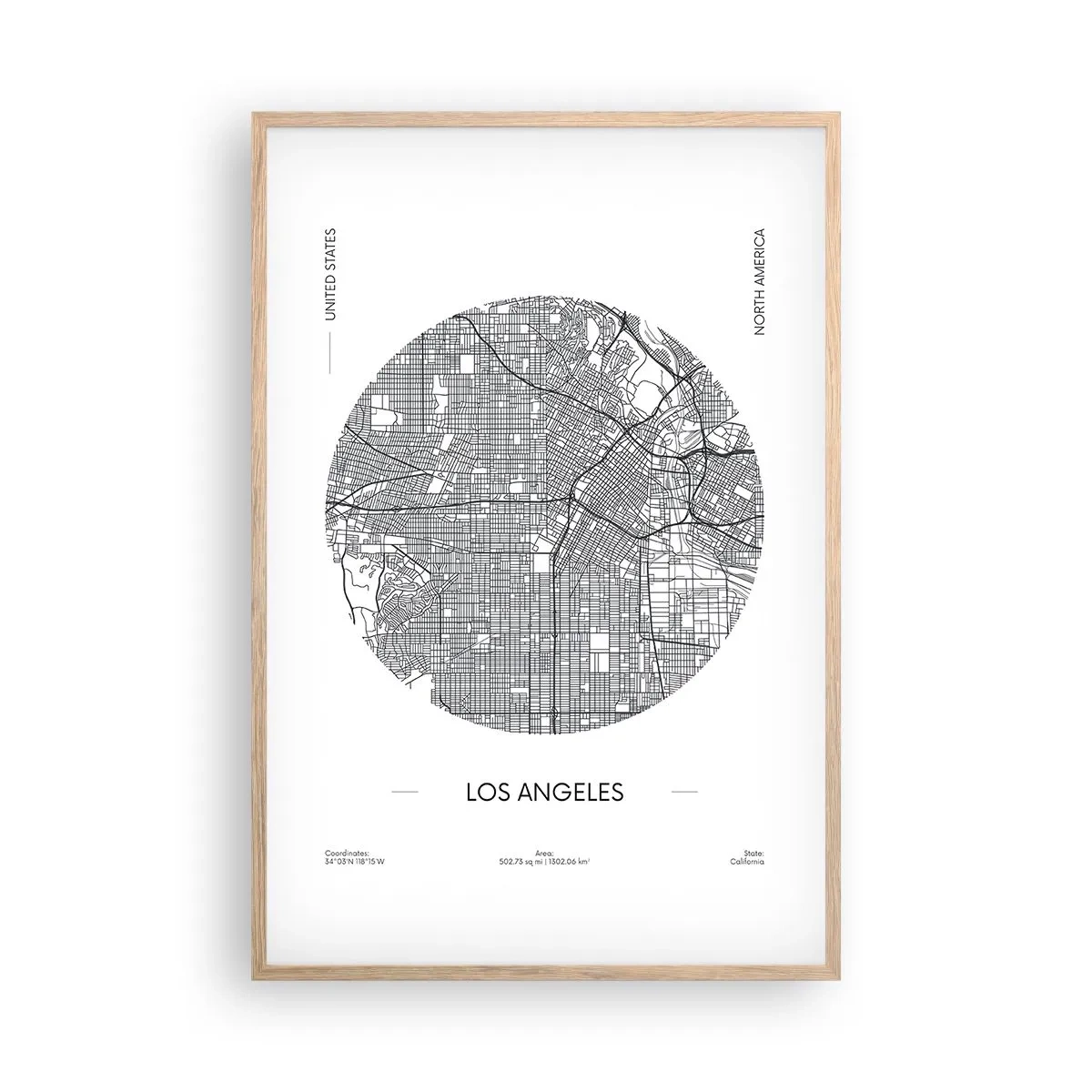 Poster in light oak frame - Anatomy of Los Angeles - 61x91 cm