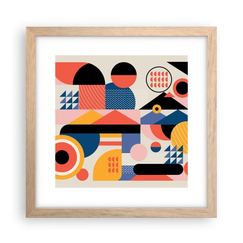 Poster in light oak frame - Composition: Have Fun - 30x30 cm