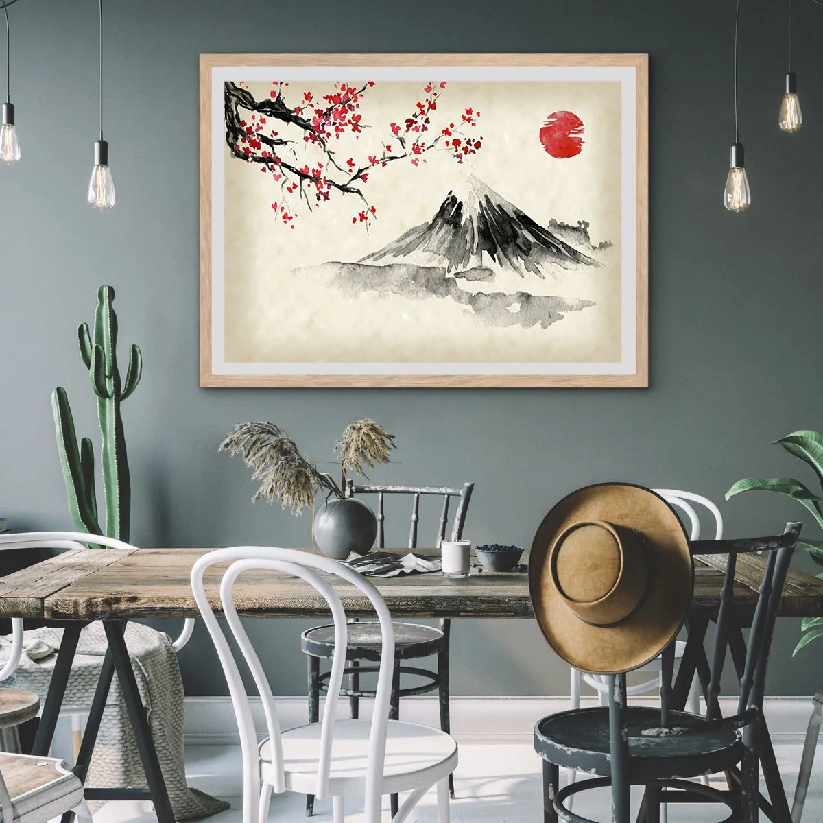 Poster in light oak frame - Love Japan - 40x30 cm