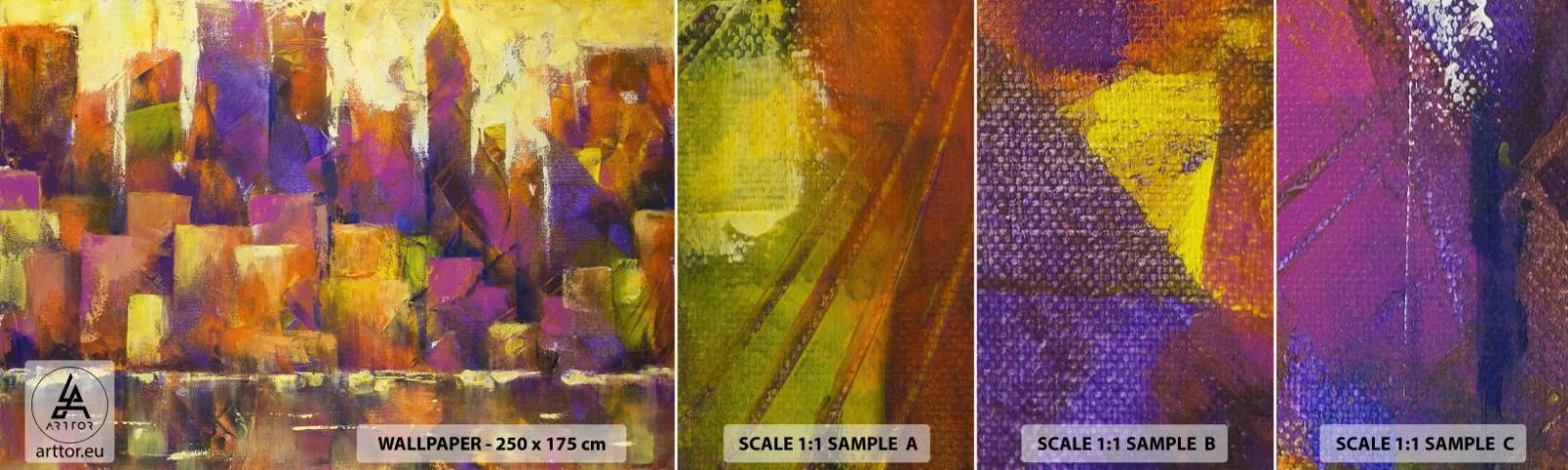 Photo Wallpaper Sample Self-Adhesive Deluxe Sticker - Metropolitan Composition - Abstraction, Piece, Modern Art - 100x30 cm