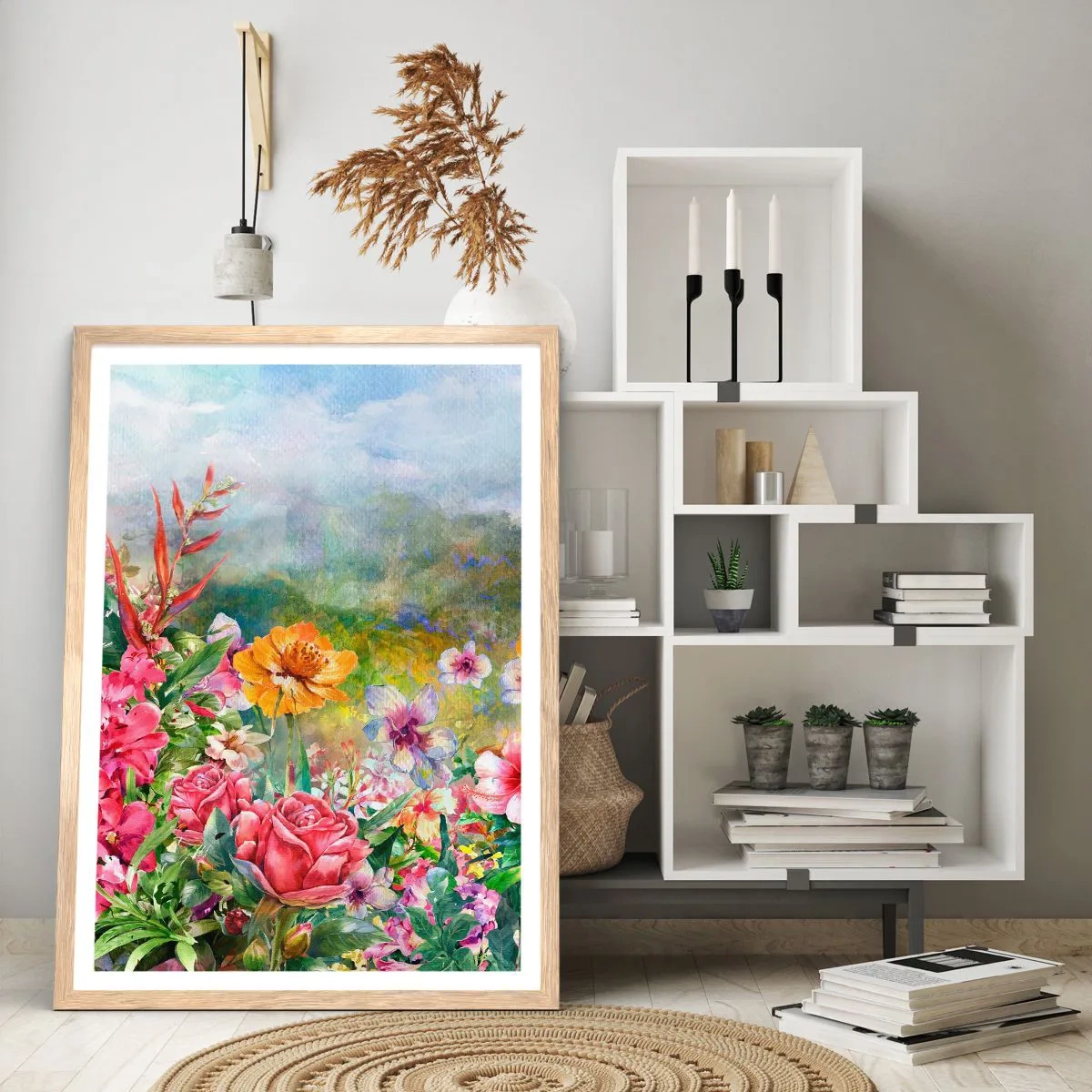 Poster in light oak frame - Garden which Went Crazy - 40x50 cm