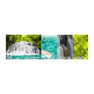Photo Wallpaper Sample Standard Eco - Foamy Cascade from Green to Azure - Landscape, Waterfall, National Park - 100x30 cm