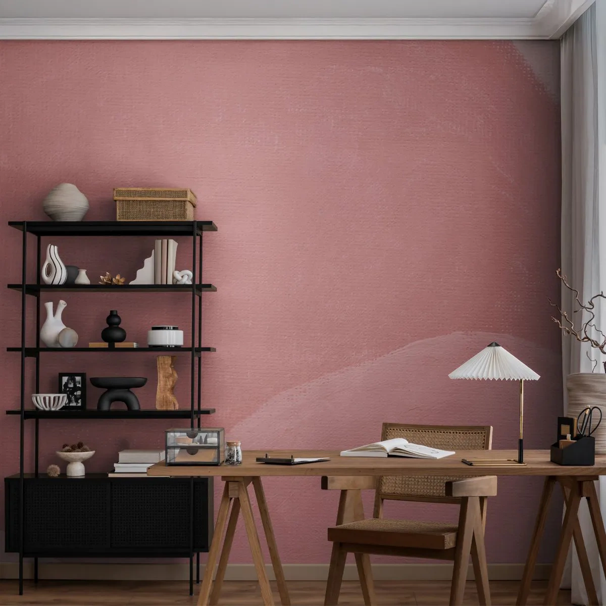 Self-Adhesive Photo Wallpaper Deluxe Sticker - Organic Composition In Pink - Pastel, Shapes, Minimalistic - 250x175 cm