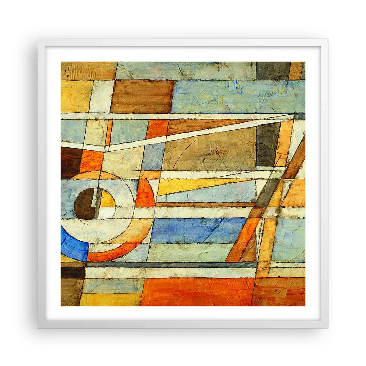 Poster in white frmae - Cubism on a Construction Site - 60x60 cm
