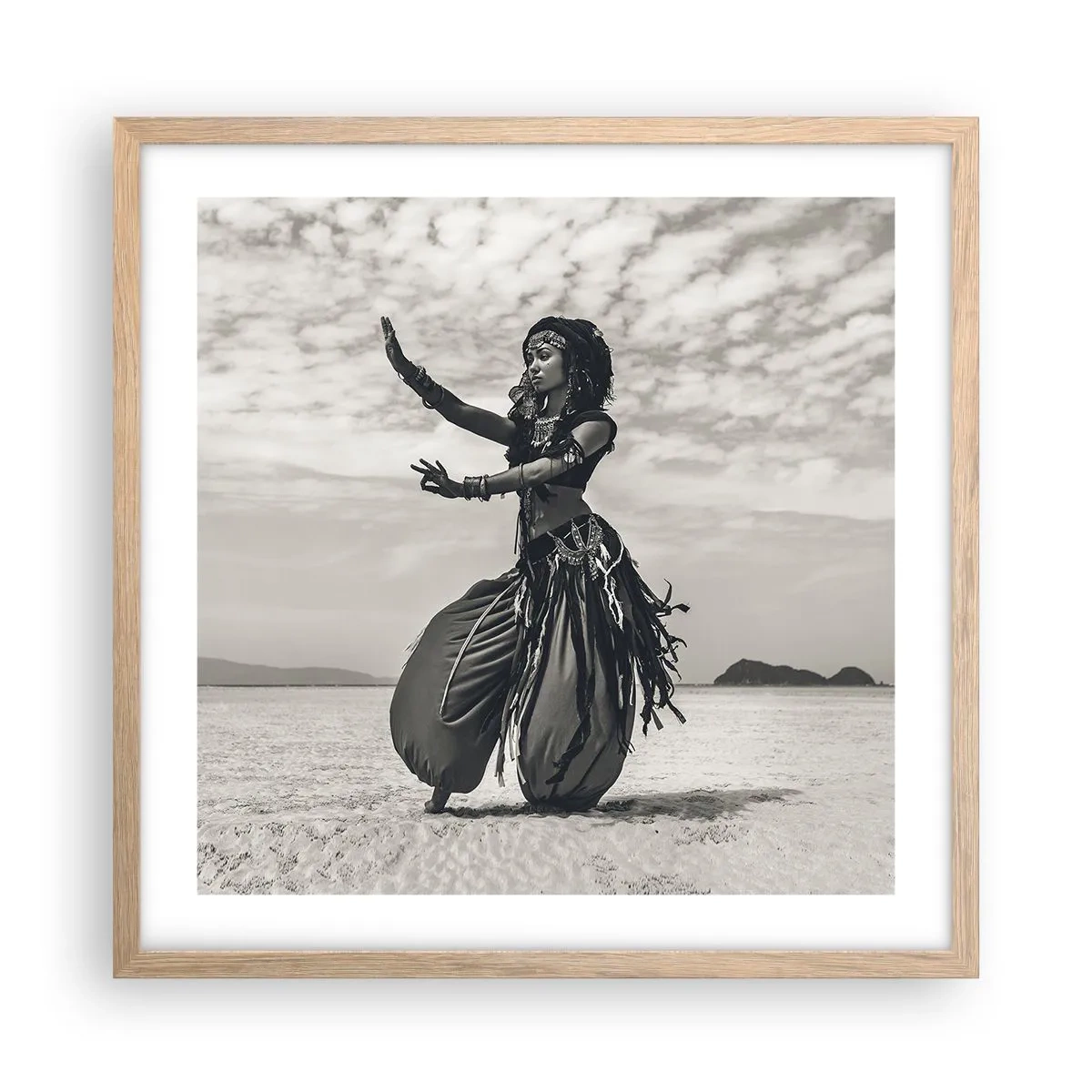 Poster in light oak frame - Dance of Southern Islands - 50x50 cm