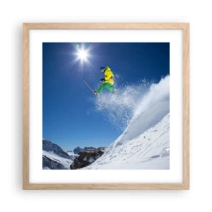 Poster in light oak frame - Dancing with the Mountains - 40x40 cm