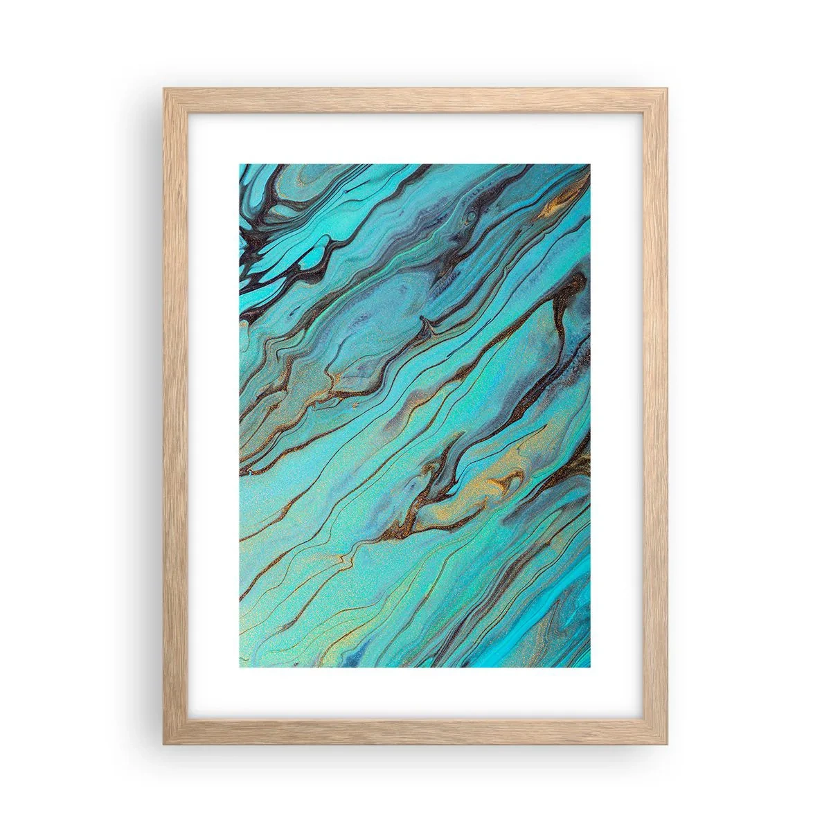Poster in light oak frame - Turquoise Tide - 30x40 cm